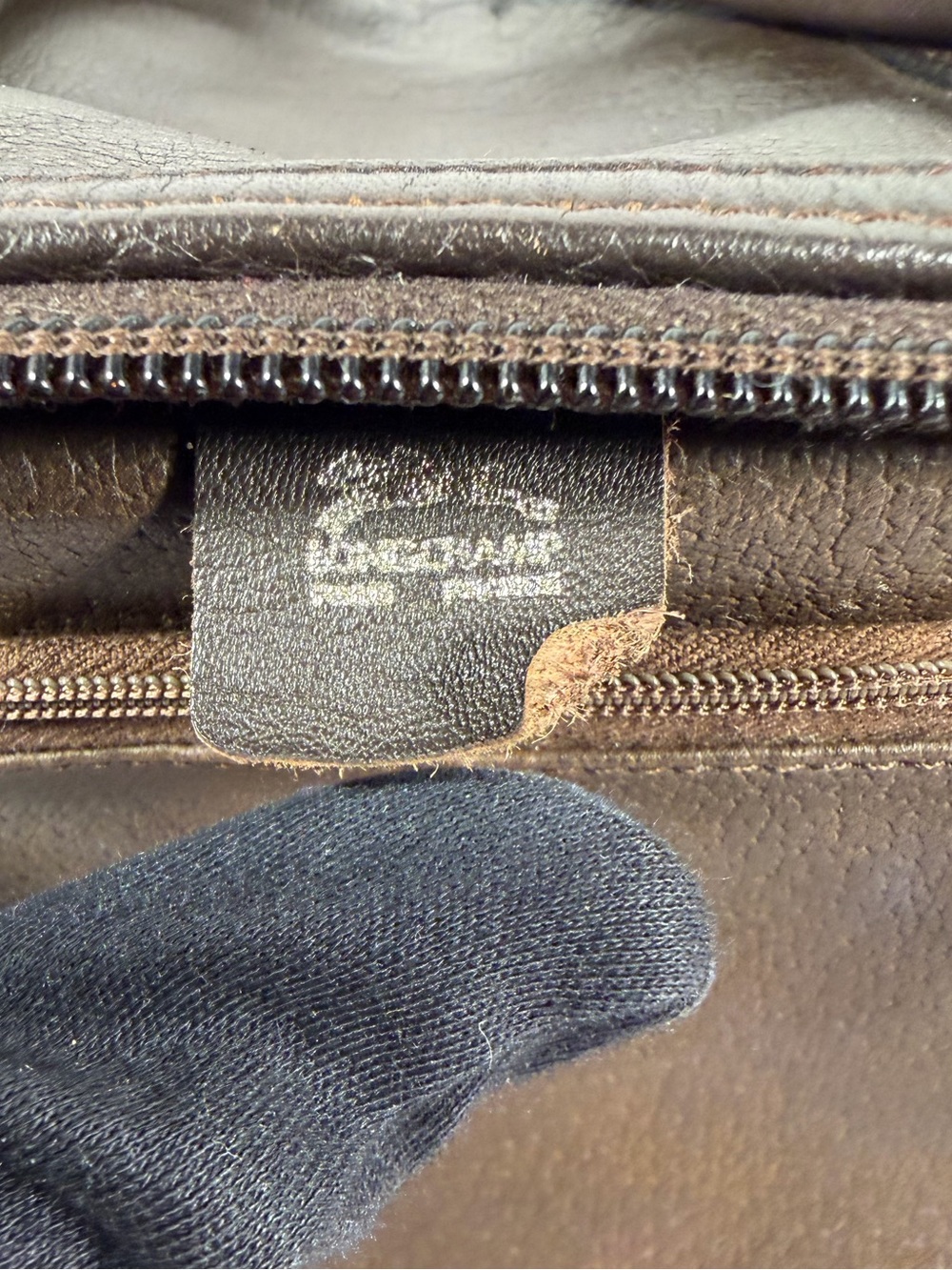 3061: Vintage Longchamp Brown Leather Boston Duffle Travel Bag - Picture 10 of 13
